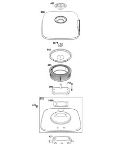 Air Cleaner Group Diagram and Parts List for 61G477-0008-J1  Briggs and Stratton Engine